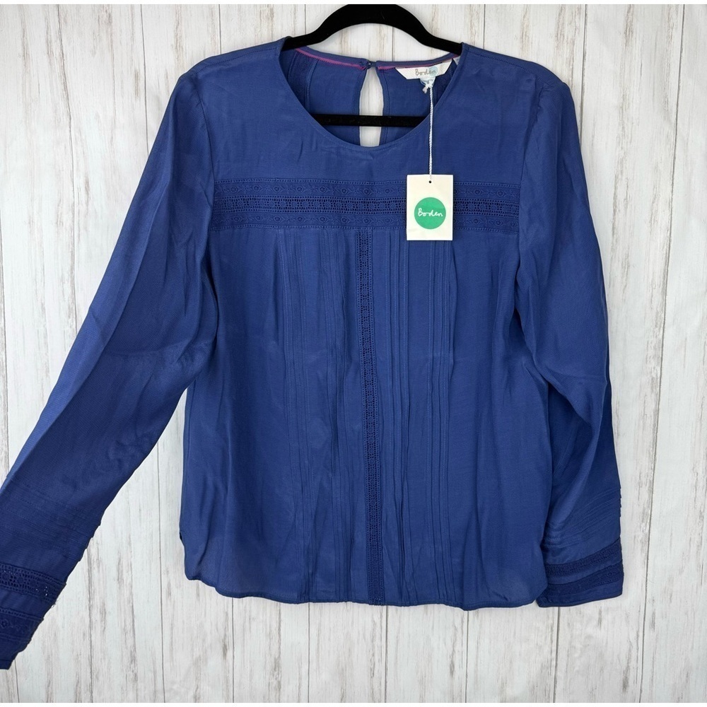 Anthropologie Boden NWT navy long sleeve blouse US 10